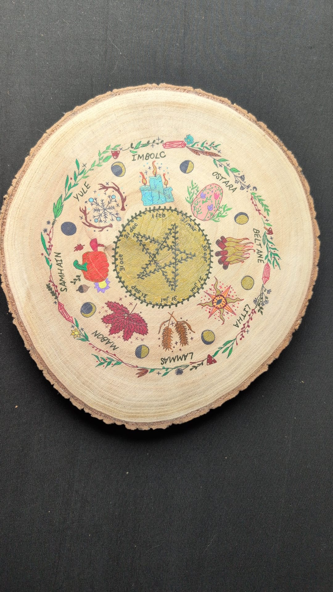 25cm hand painted wheel of the year