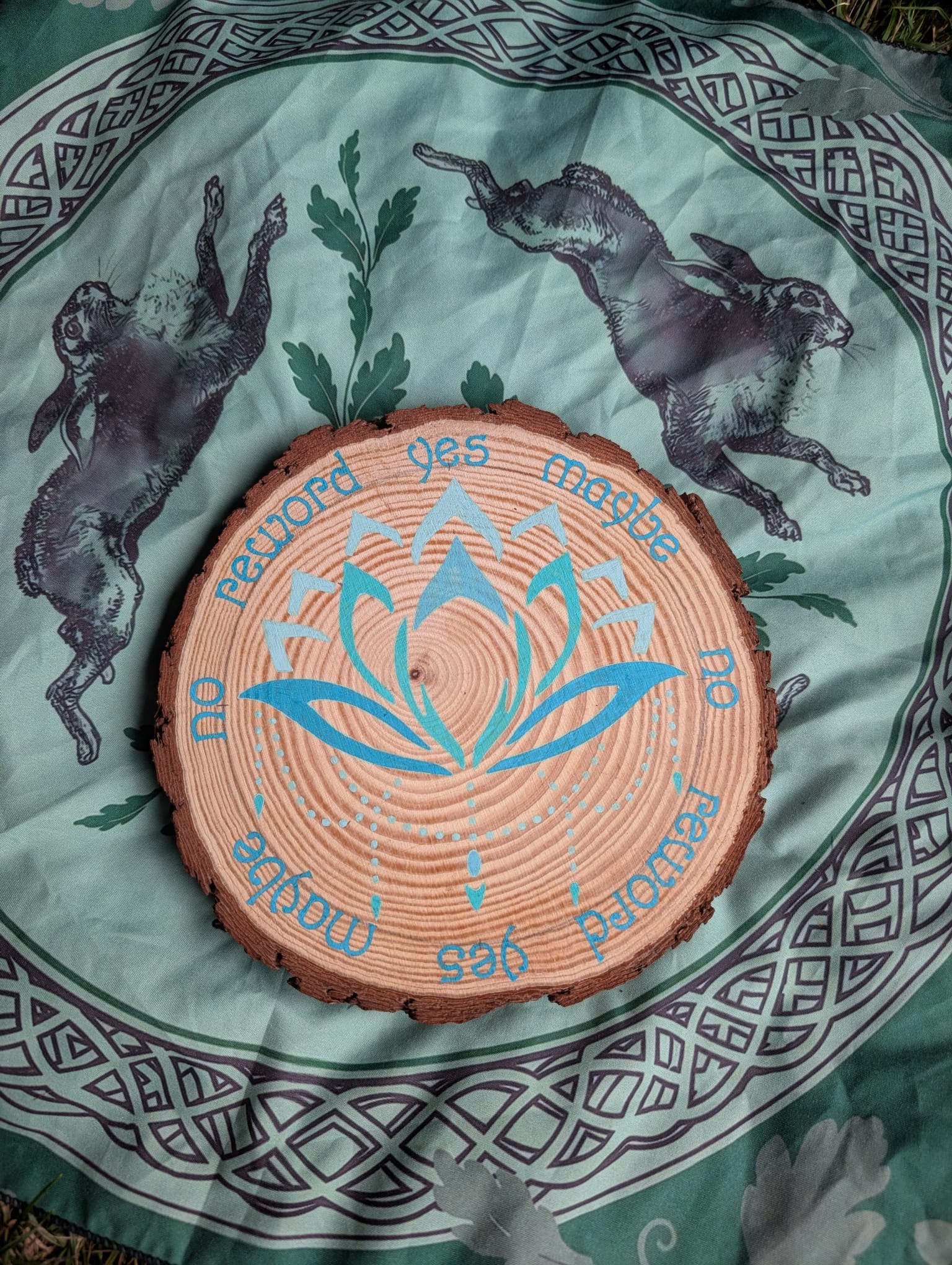 Blue Lotus Flower hand painted divination board