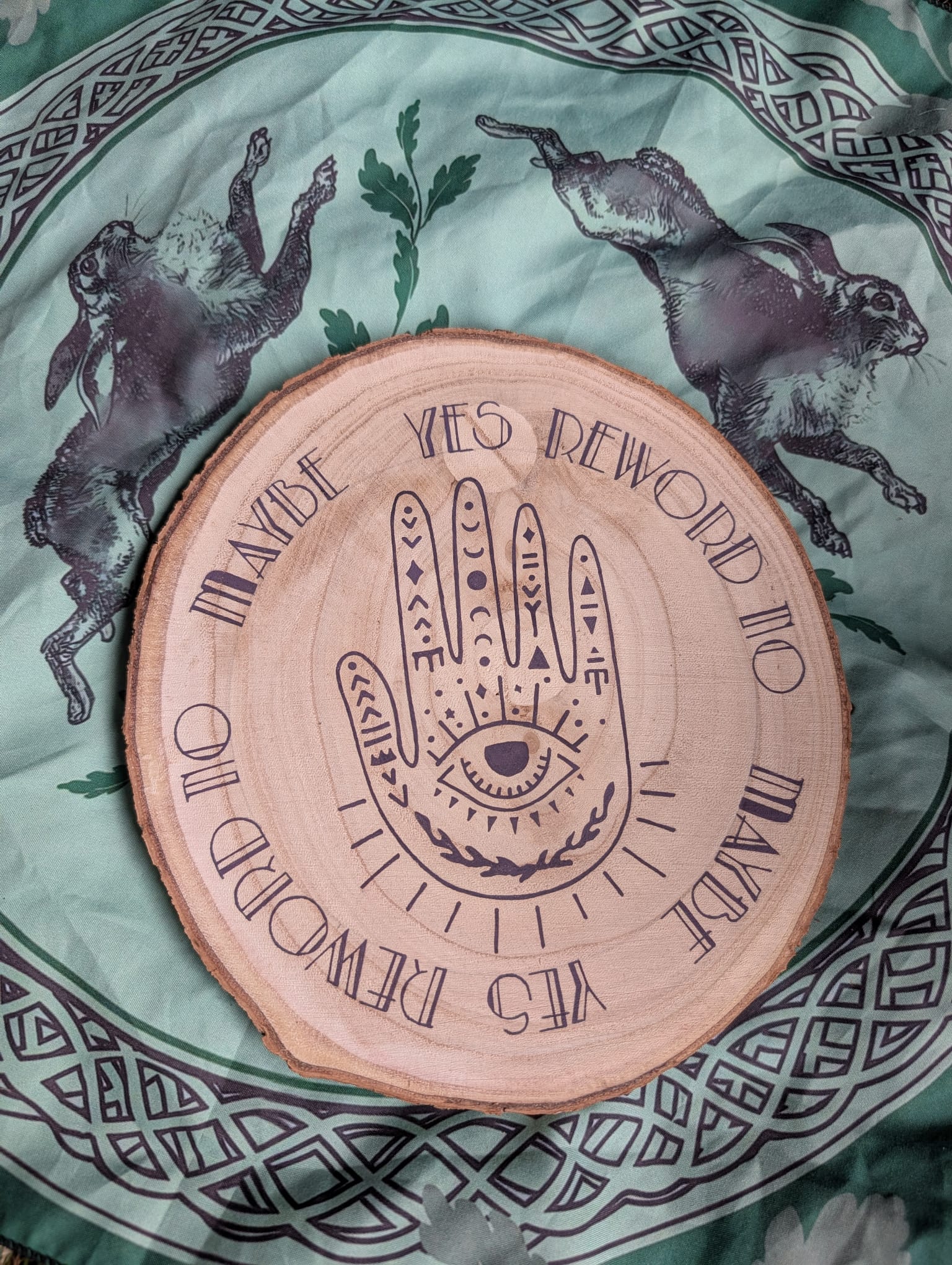 Hamsa hand painted divination board