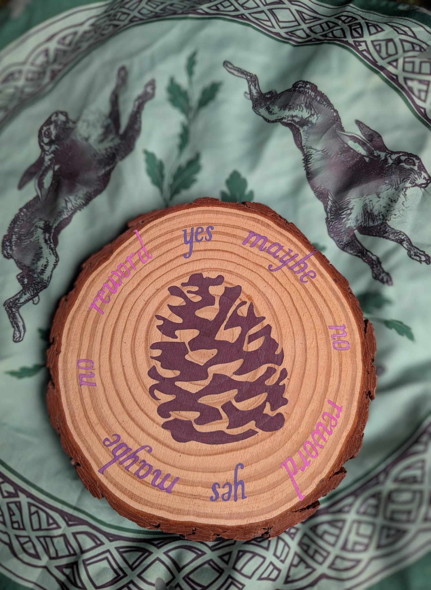 Pine Cone Hand painted divination board