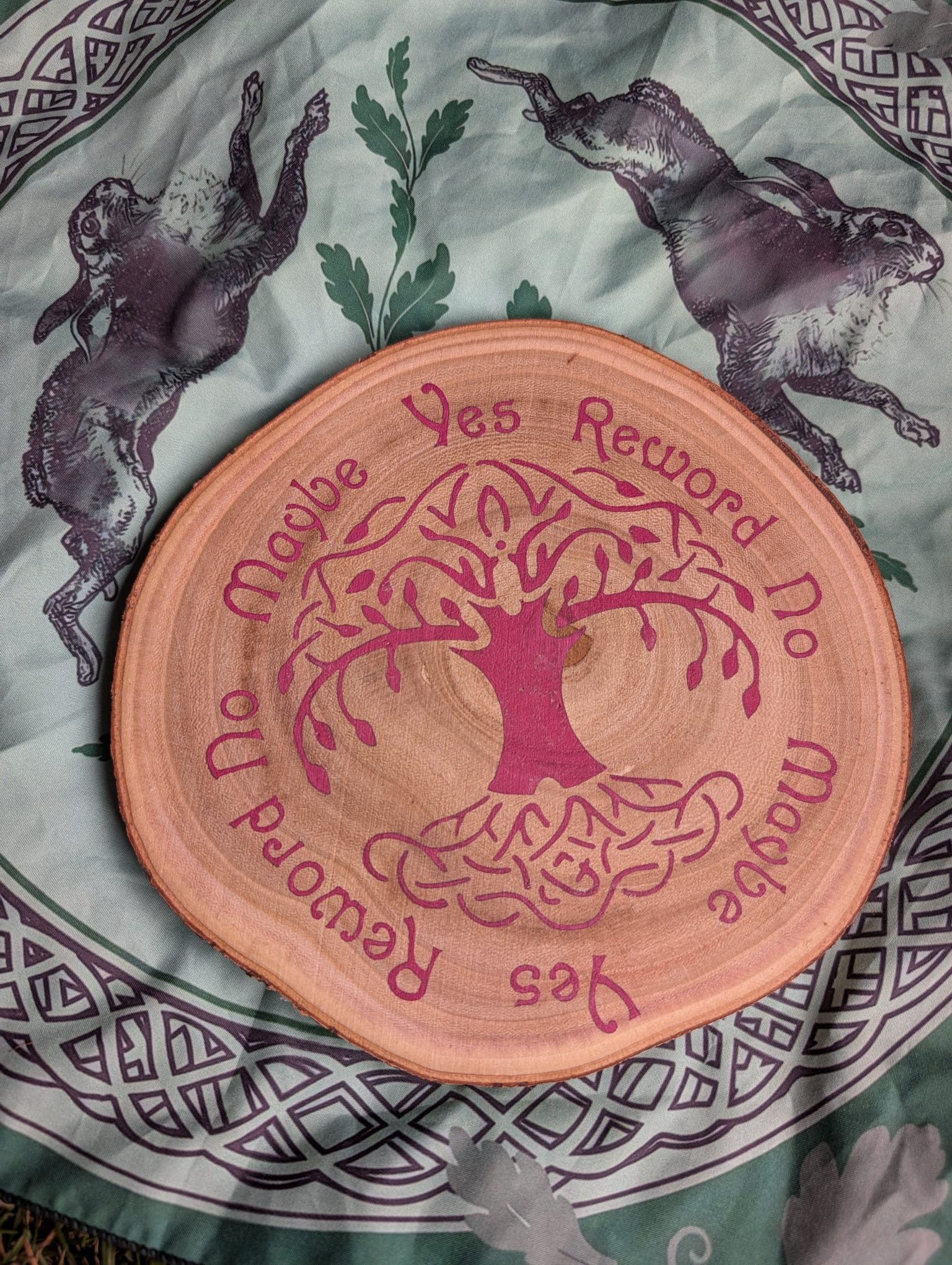 Pink Tree of Life hand painted divination board