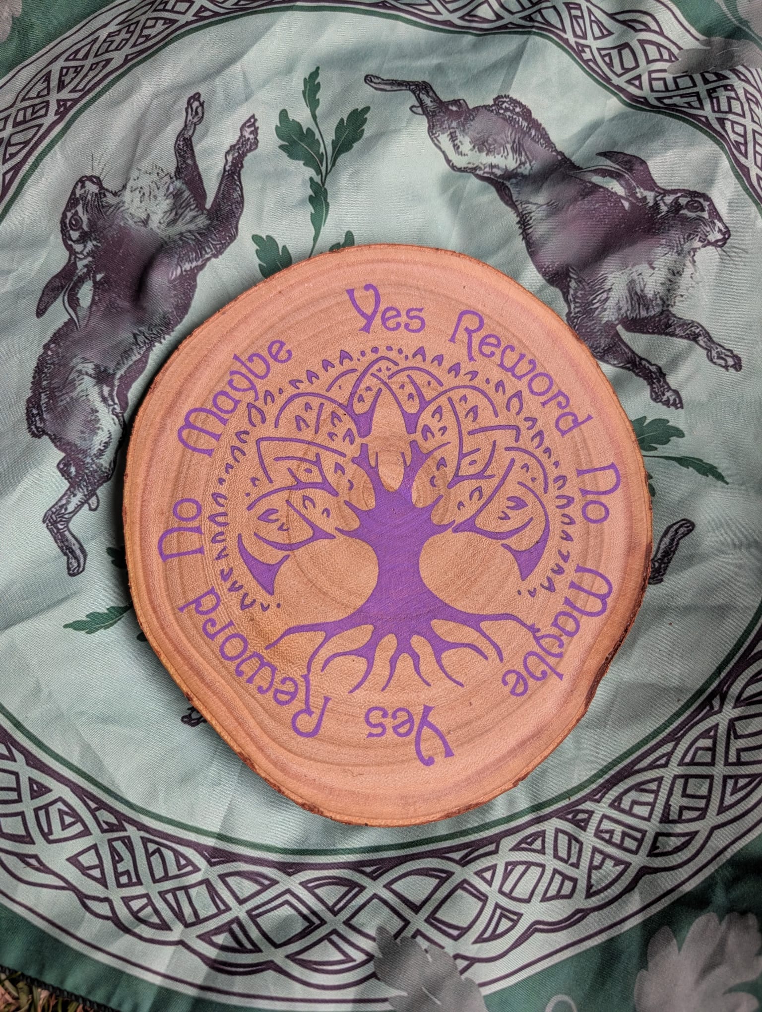 Purple Tree of Life hand painted divination board