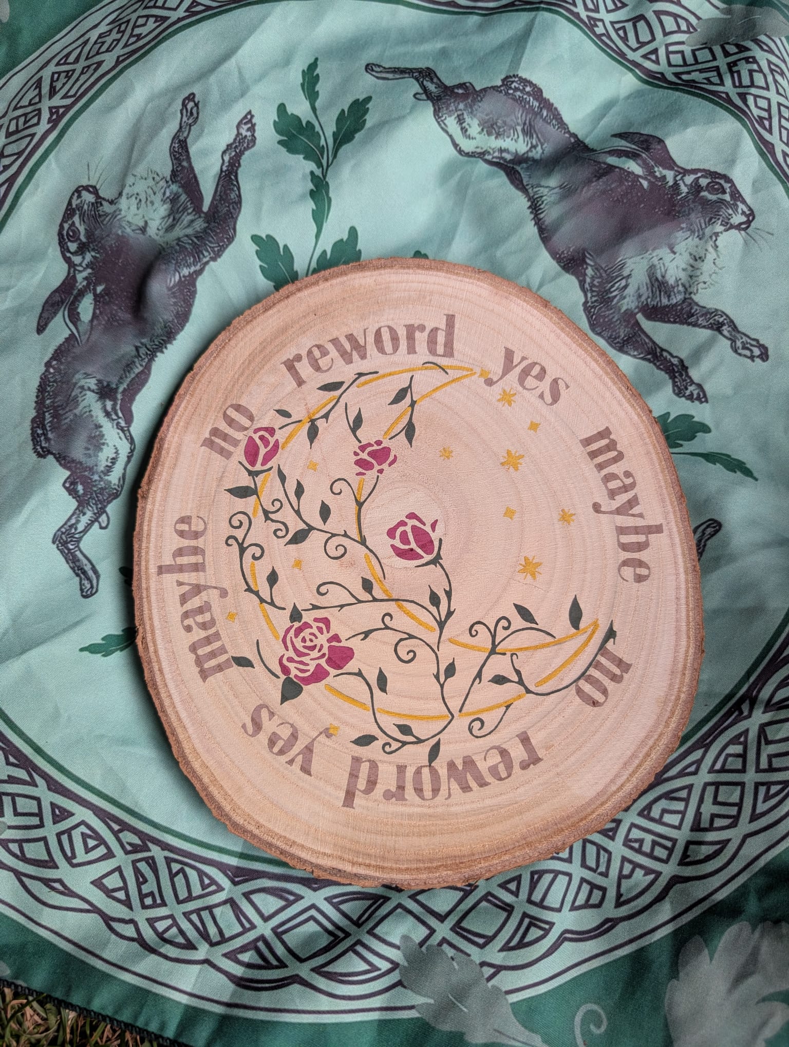 Rose Moon hand painted divination board