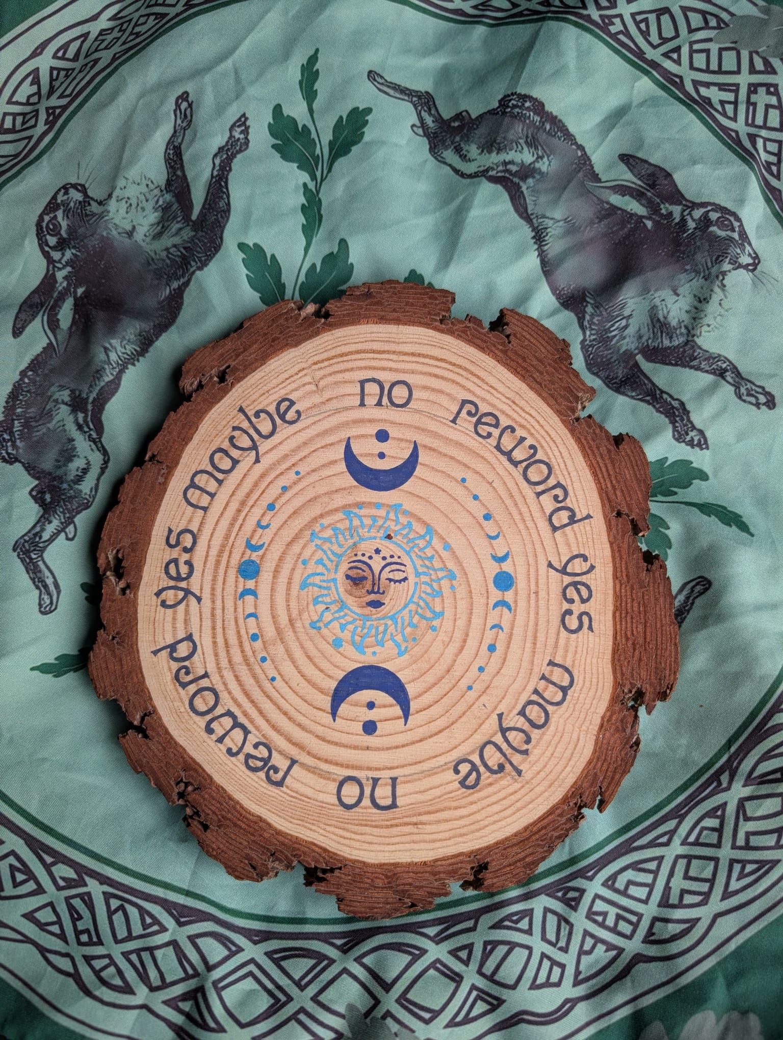Sun and Moon hand painted divination board